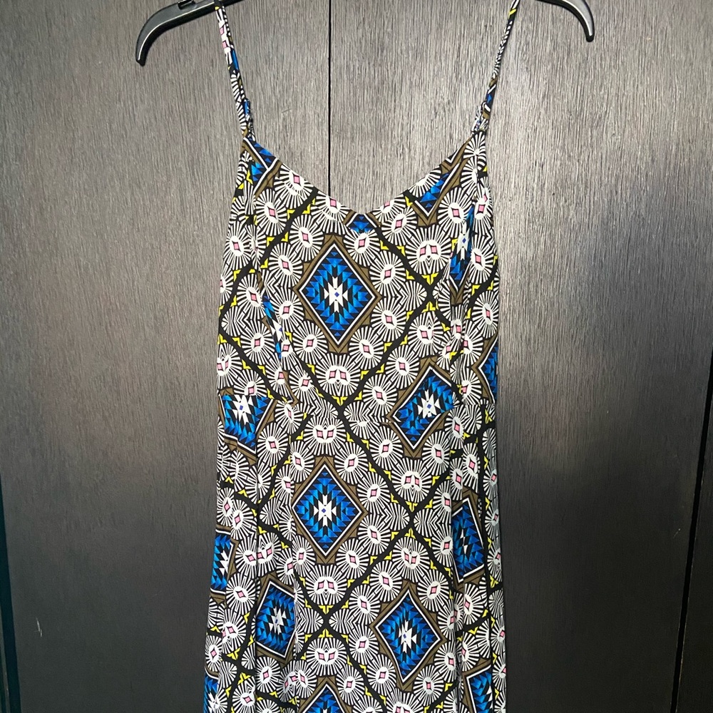 Colorful patterned spaghetti strap summer dress